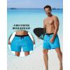 imageSILKWORLD Mens Swim Trunks with Compression Liner 2 in 1 Quick Dry Bathing Suit Beach Shorts with Zipper PocketsLight Blue