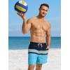 imageSILKWORLD Mens Swim Trunks with Compression Liner 2 in 1 Quick Dry Bathing Suit Beach Shorts with Zipper PocketsNavy  Yellow Stripes