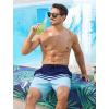 imageSILKWORLD Mens Swim Trunks with Compression Liner 2 in 1 Quick Dry Bathing Suit Beach Shorts with Zipper PocketsNavy Blue Stripe