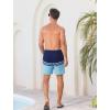 imageSILKWORLD Mens Swim Trunks with Compression Liner 2 in 1 Quick Dry Bathing Suit Beach Shorts with Zipper PocketsNavy Blue Stripe