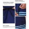 imageSILKWORLD Mens Swim Trunks with Compression Liner 2 in 1 Quick Dry Bathing Suit Beach Shorts with Zipper PocketsNavy Blue Stripe