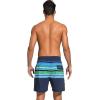 imageSILKWORLD Mens Swim Trunks with Compression Liner 2 in 1 Quick Dry Bathing Suit Beach Shorts with Zipper PocketsNavy Blue Stripes
