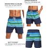 imageSILKWORLD Mens Swim Trunks with Compression Liner 2 in 1 Quick Dry Bathing Suit Beach Shorts with Zipper PocketsNavy Blue Stripes