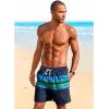 imageSILKWORLD Mens Swim Trunks with Compression Liner 2 in 1 Quick Dry Bathing Suit Beach Shorts with Zipper PocketsNavy Blue Stripes