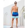 imageSILKWORLD Mens Swim Trunks with Compression Liner 2 in 1 Quick Dry Bathing Suit Beach Shorts with Zipper PocketsNavy Blue Triblend