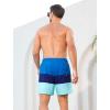 imageSILKWORLD Mens Swim Trunks with Compression Liner 2 in 1 Quick Dry Bathing Suit Beach Shorts with Zipper PocketsNavy Blue Triblend