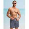 imageSILKWORLD Mens Swim Trunks with Compression Liner 2 in 1 Quick Dry Bathing Suit Beach Shorts with Zipper PocketsNavy Vertical Stripe