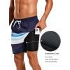 imageSILKWORLD Mens Swim Trunks with Compression Liner 2 in 1 Quick Dry Bathing Suit Beach Shorts with Zipper PocketsNavyazure Stripes