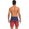 imageSILKWORLD Mens Swim Trunks with Compression Liner 2 in 1 Quick Dry Bathing Suit Beach Shorts with Zipper PocketsNavyred Stripes