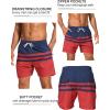 imageSILKWORLD Mens Swim Trunks with Compression Liner 2 in 1 Quick Dry Bathing Suit Beach Shorts with Zipper PocketsNavyred Stripes