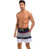 imageSILKWORLD Mens Swim Trunks with Compression Liner 2 in 1 Quick Dry Bathing Suit Beach Shorts with Zipper PocketsNavyredwhite