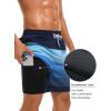imageSILKWORLD Mens Swim Trunks with Compression Liner 2 in 1 Quick Dry Bathing Suit Beach Shorts with Zipper PocketsPatchwork Blue