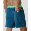imageSILKWORLD Mens Swim Trunks with Compression Liner 2 in 1 Quick Dry Bathing Suit Beach Shorts with Zipper PocketsPeacock Blue