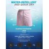 imageSILKWORLD Mens Swim Trunks with Compression Liner 2 in 1 Quick Dry Bathing Suit Beach Shorts with Zipper PocketsPink Pinstripes