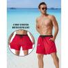 imageSILKWORLD Mens Swim Trunks with Compression Liner 2 in 1 Quick Dry Bathing Suit Beach Shorts with Zipper PocketsRed