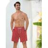 imageSILKWORLD Mens Swim Trunks with Compression Liner 2 in 1 Quick Dry Bathing Suit Beach Shorts with Zipper PocketsRed Vertical Stripe