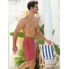 imageSILKWORLD Mens Swim Trunks with Compression Liner 2 in 1 Quick Dry Bathing Suit Beach Shorts with Zipper PocketsRed Vertical Stripe