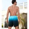 imageSILKWORLD Mens Swimming Trunks 2 in 1 Quick Dry Bathing Suit Elastic Waist Beach Shorts with Zipper PocketsBlue Black Gradient