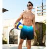 imageSILKWORLD Mens Swimming Trunks 2 in 1 Quick Dry Bathing Suit Elastic Waist Beach Shorts with Zipper PocketsBlue Black Gradient