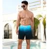 imageSILKWORLD Mens Swimming Trunks 2 in 1 Quick Dry Bathing Suit Elastic Waist Beach Shorts with Zipper PocketsBlue Black Gradient
