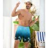 imageSILKWORLD Mens Swimming Trunks 2 in 1 Quick Dry Bathing Suit Elastic Waist Beach Shorts with Zipper PocketsBlue Coconut Tree