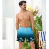 imageSILKWORLD Mens Swimming Trunks 2 in 1 Quick Dry Bathing Suit Elastic Waist Beach Shorts with Zipper PocketsBlue Coconut Tree