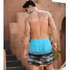 imageSILKWORLD Mens Swimming Trunks 2 in 1 Quick Dry Bathing Suit Elastic Waist Beach Shorts with Zipper PocketsBlue Grey