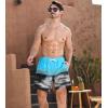 imageSILKWORLD Mens Swimming Trunks 2 in 1 Quick Dry Bathing Suit Elastic Waist Beach Shorts with Zipper PocketsBlue Grey