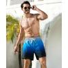 imageSILKWORLD Mens Swimming Trunks 2 in 1 Quick Dry Bathing Suit Elastic Waist Beach Shorts with Zipper PocketsDark Blue Grey Gradient