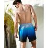 imageSILKWORLD Mens Swimming Trunks 2 in 1 Quick Dry Bathing Suit Elastic Waist Beach Shorts with Zipper PocketsDark Blue Grey Gradient