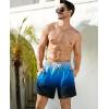 imageSILKWORLD Mens Swimming Trunks 2 in 1 Quick Dry Bathing Suit Elastic Waist Beach Shorts with Zipper PocketsDark Blue Grey Gradient