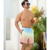 imageSILKWORLD Mens Swimming Trunks 2 in 1 Quick Dry Bathing Suit Elastic Waist Beach Shorts with Zipper PocketsDaylight Gradient