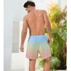 imageSILKWORLD Mens Swimming Trunks 2 in 1 Quick Dry Bathing Suit Elastic Waist Beach Shorts with Zipper PocketsDaylight Gradient