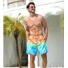 imageSILKWORLD Mens Swimming Trunks 2 in 1 Quick Dry Bathing Suit Elastic Waist Beach Shorts with Zipper PocketsOrange Blue Coconut Tree