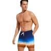 imageSILKWORLD Mens Swimming Trunks 2 in 1 Quick Dry Bathing Suit Elastic Waist Beach Shorts with Zipper PocketsOrange Blue Scenery