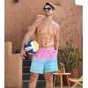 imageSILKWORLD Mens Swimming Trunks 2 in 1 Quick Dry Bathing Suit Elastic Waist Beach Shorts with Zipper PocketsPink Blue