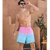 imageSILKWORLD Mens Swimming Trunks 2 in 1 Quick Dry Bathing Suit Elastic Waist Beach Shorts with Zipper PocketsPink Blue