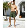imageSILKWORLD Mens Swimming Trunks with Compression Liner 2 in 1 QuickDry Swim Shorts with Zipper PocketsArmy Green
