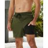 imageSILKWORLD Mens Swimming Trunks with Compression Liner 2 in 1 QuickDry Swim Shorts with Zipper PocketsArmy Green