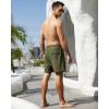 imageSILKWORLD Mens Swimming Trunks with Compression Liner 2 in 1 QuickDry Swim Shorts with Zipper PocketsArmy Green