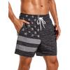imageSILKWORLD Mens Swimming Trunks with Compression Liner 2 in 1 QuickDry Swim Shorts with Zipper PocketsBlack American Flag