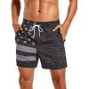 imageSILKWORLD Mens Swimming Trunks with Compression Liner 2 in 1 QuickDry Swim Shorts with Zipper PocketsBlack American Flag