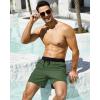 imageSILKWORLD Mens Swimming Trunks with Compression Liner 2 in 1 QuickDry Swim Shorts with Zipper PocketsBlack Armygreen