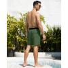 imageSILKWORLD Mens Swimming Trunks with Compression Liner 2 in 1 QuickDry Swim Shorts with Zipper PocketsBlack Armygreen