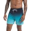 imageSILKWORLD Mens Swimming Trunks with Compression Liner 2 in 1 QuickDry Swim Shorts with Zipper PocketsBlack Blue Gradient Wave