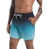 imageSILKWORLD Mens Swimming Trunks with Compression Liner 2 in 1 QuickDry Swim Shorts with Zipper PocketsBlack Blue Gradient Wave
