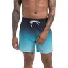 imageSILKWORLD Mens Swimming Trunks with Compression Liner 2 in 1 QuickDry Swim Shorts with Zipper PocketsBlack Blue Gradient Wave