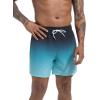 imageSILKWORLD Mens Swimming Trunks with Compression Liner 2 in 1 QuickDry Swim Shorts with Zipper PocketsBlack Blue Gradient Wave