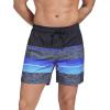 imageSILKWORLD Mens Swimming Trunks with Compression Liner 2 in 1 QuickDry Swim Shorts with Zipper PocketsBlack Blue Stripes