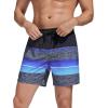 imageSILKWORLD Mens Swimming Trunks with Compression Liner 2 in 1 QuickDry Swim Shorts with Zipper PocketsBlack Blue Stripes